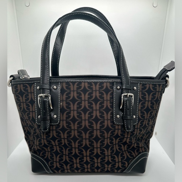 Fossil Handbags - Fossil Dark Brown and Light Brown Logo Print Satchel Bag